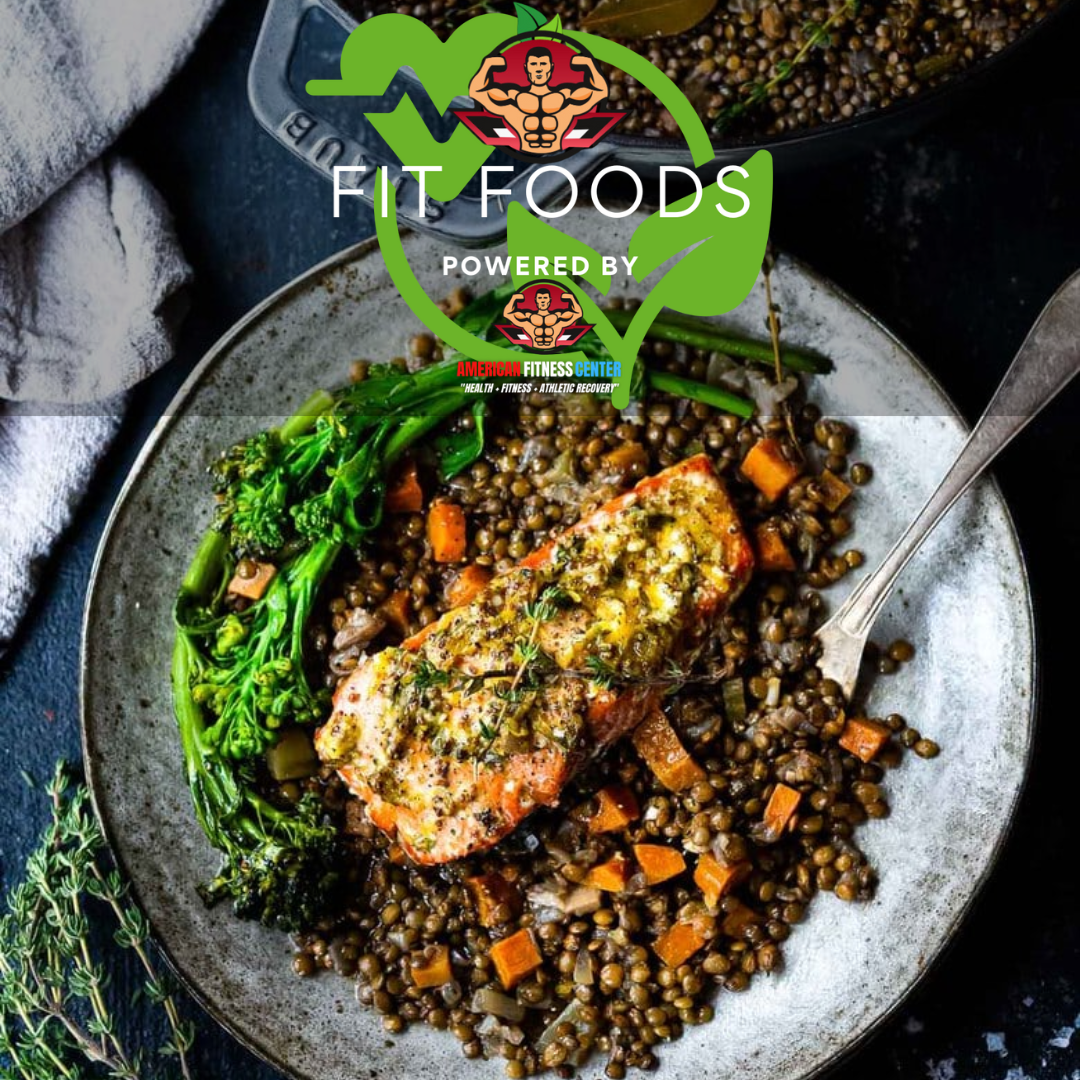 Roasted Salmon, Sweet Potato & Lentil Salad - The Health Bar Powered By American Fitness Center
