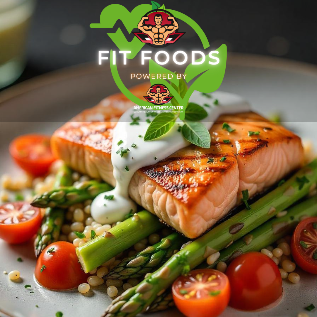 Lemon Herb Salmon and Asparagus Bowl - The Health Bar Powered By American Fitness Center